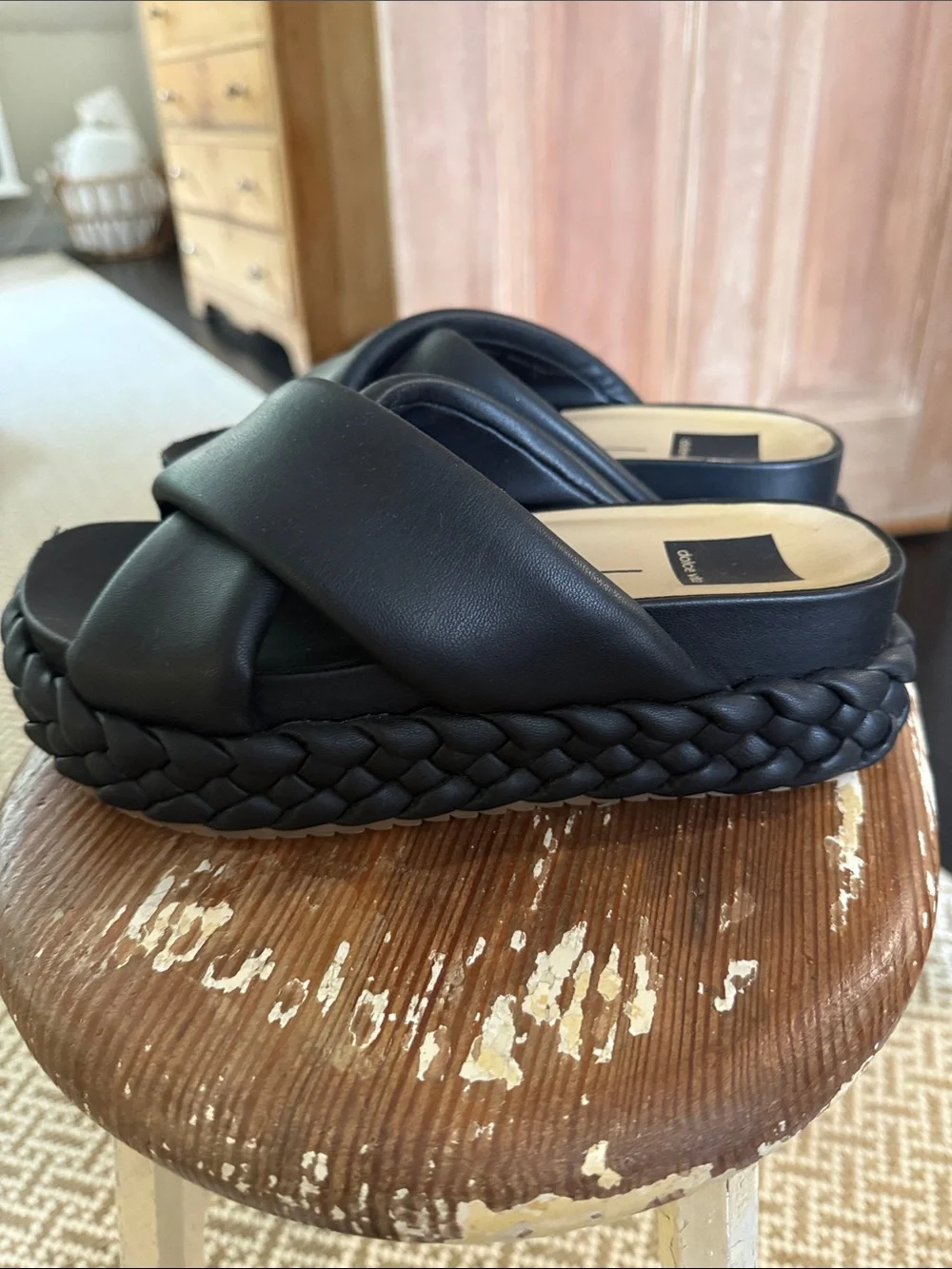 Dolce Vita Black Crisscross Slide Wedges